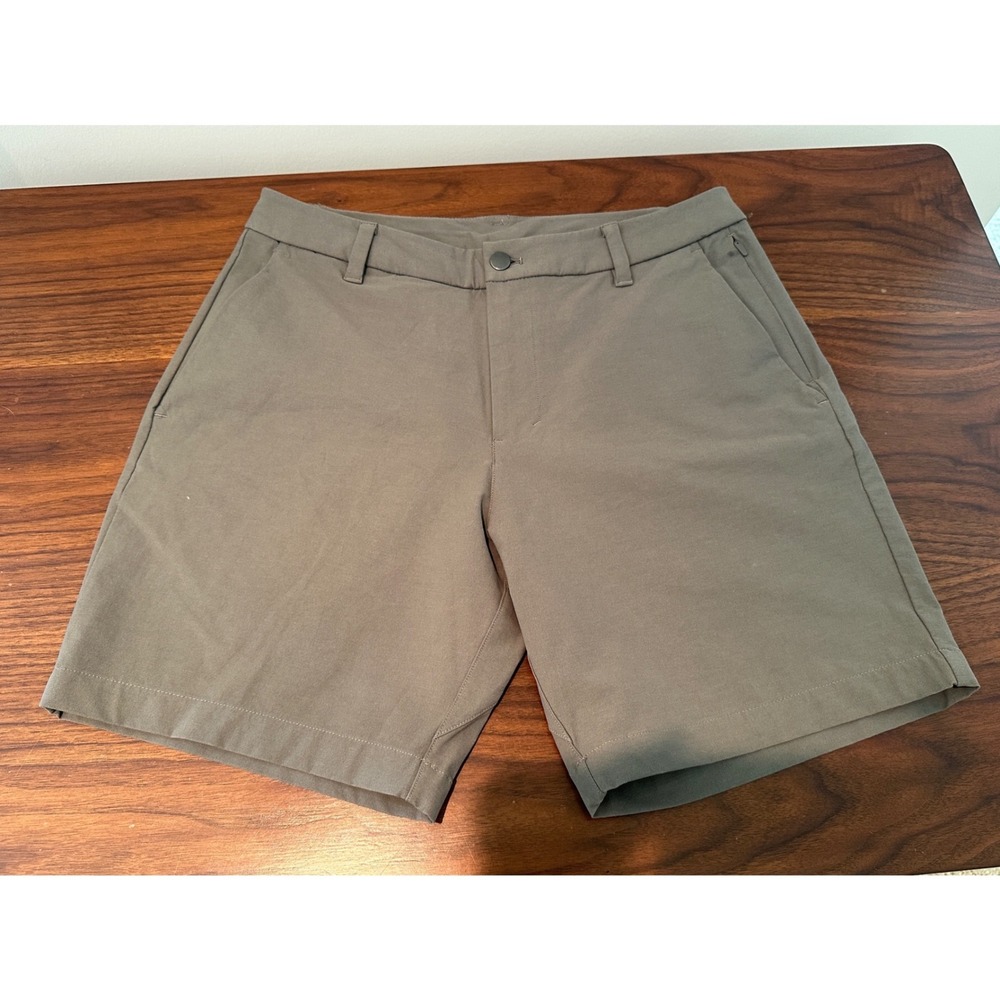 Lululemon ABC Commision Shorts Mens 32 Green Khaki Chino Golf Stretch Casual 9"